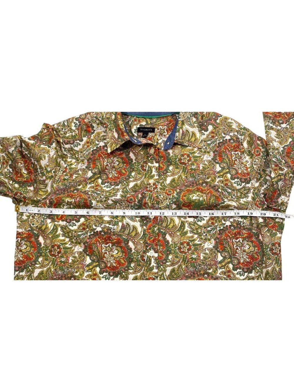 Talbots Long Sleeve roll tab Floral Paisley Button-Up Shirt L Multicolor - Picture 6 of 7